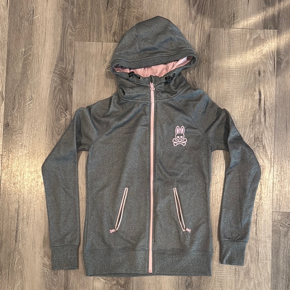 Psycho Bunny Gray and Lavender Zip-Up Hoodie